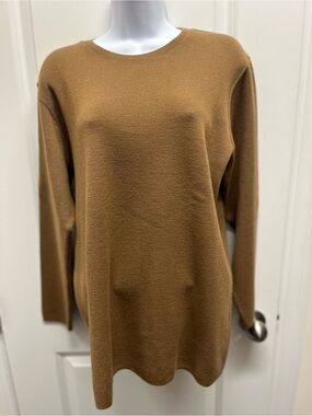 The Works Saks Fifth Avenue 100% Virgin Wool Sweater S Italy Camel Brown